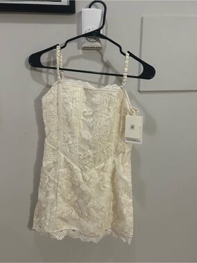 New Peppermayo White Ivory Lace Knockout Mini Dress Size 4 Small